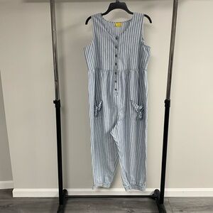 Vintage Pockets Striped Jumpsuit Size M